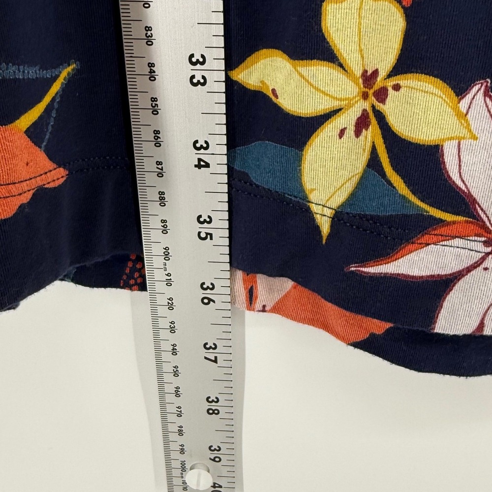 Soma Women XL Navy Blue Floral V-Neck Sleep Shirt Short Sleeve Pocket Lounge Top - Picture 6 of 6